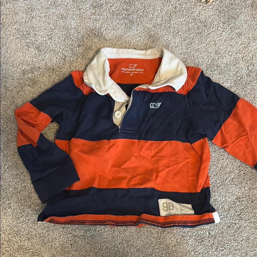 Vineyard Vines Button Down Shirt Blue and Orange Classic Design